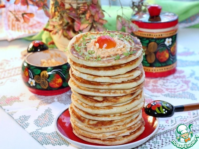 Pancakes with pate cheese and nuts