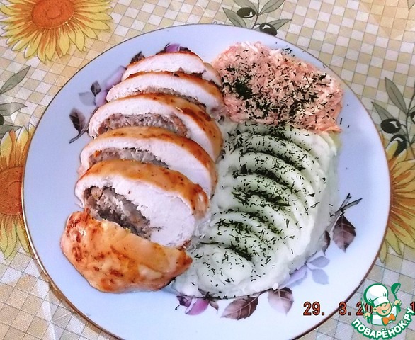 Куриные рулеты с мясным фаршем