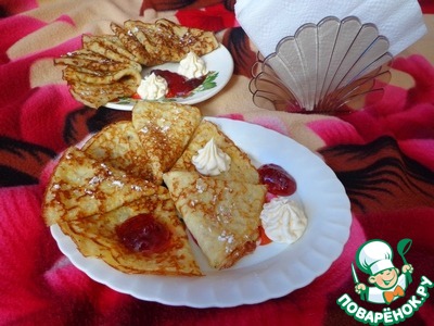 Cream and sugar pancakes with oat bran 