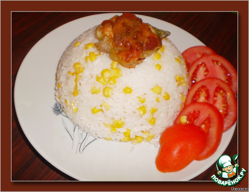 Boiled rice with corn