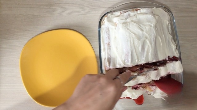 Pancake cake with cherries