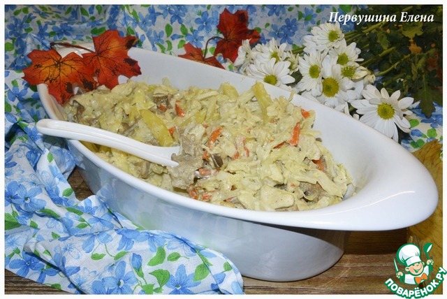 Stew with cabbage and chicken in wasabi sauce