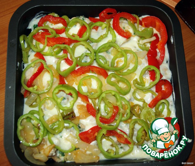 Casserole of chicken and peppers