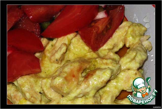 Chicken fillet with sauce of leeks