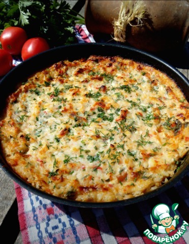 Fish casserole with vegetables and cheese