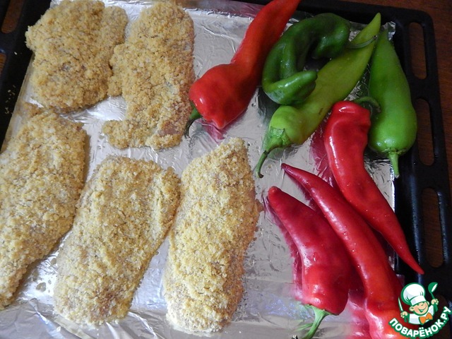 Baked chicken fillet in a delicious breading