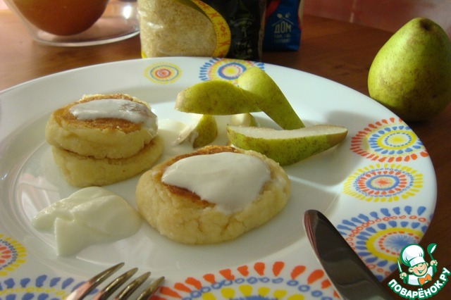 Cheesecakes with pear without eggs