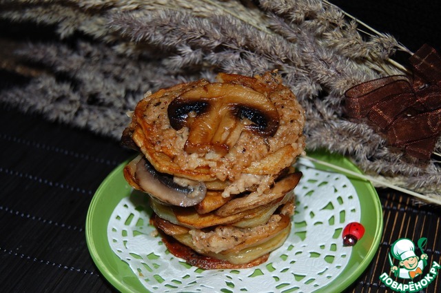 Fried potatoes with mushrooms in a new way