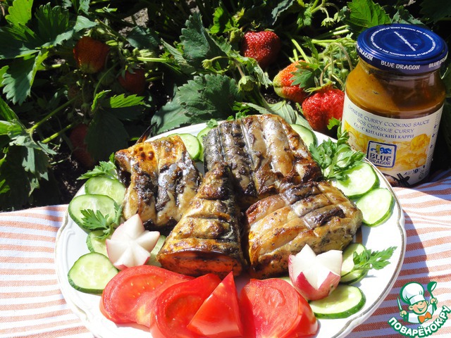 Grilled mackerel marinated