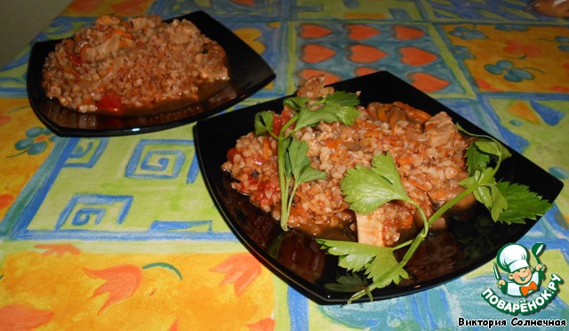 Stewed vermicelli with pork and mushrooms