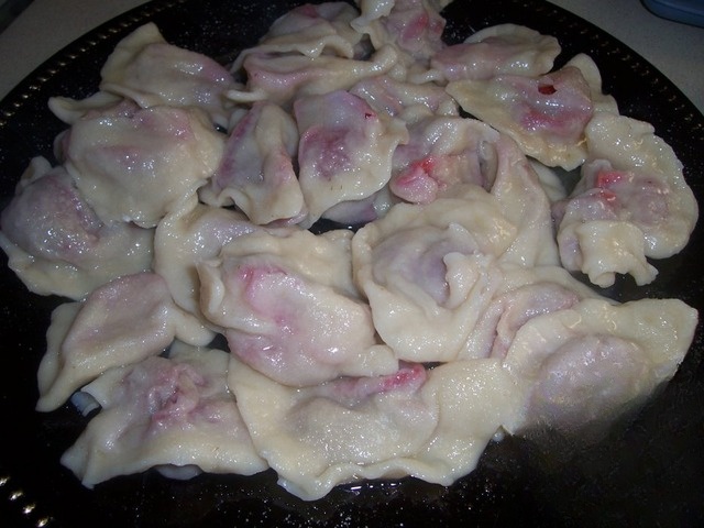 Dumplings with strawberries