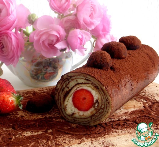 Pancake chocolate roll