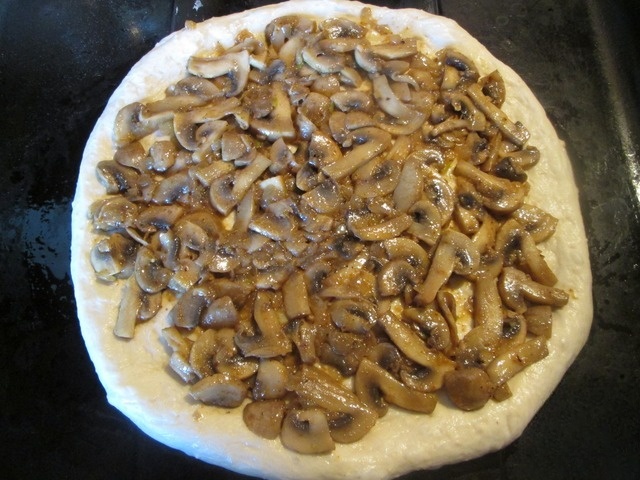Outdoor vegetable pie with mushrooms