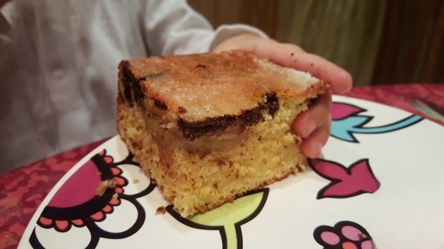 Orange cake with chocolate and banana