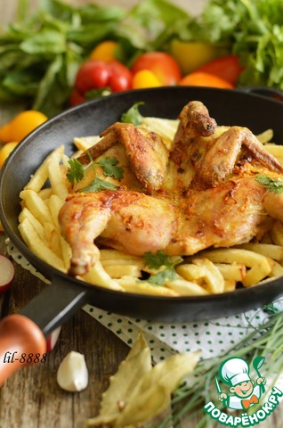 Aromatic chicken with fried potatoes