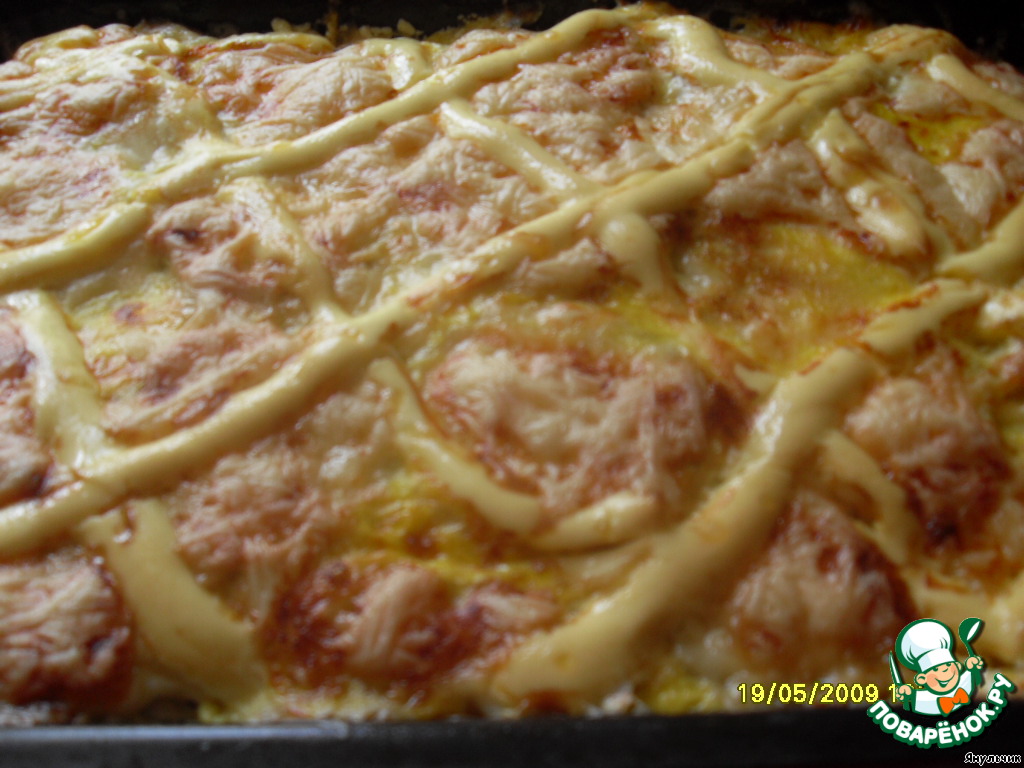 Casserole with zucchini and meat turkeys