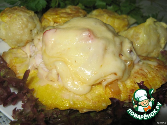 Chicken schnitzel, baked stuffed