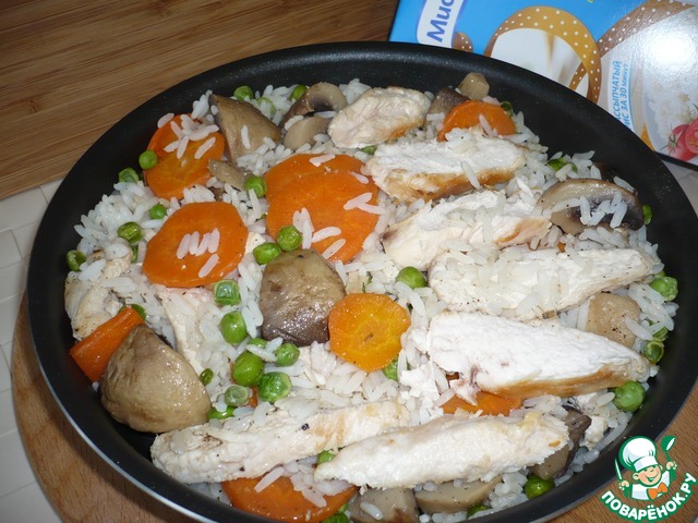 Chicken fillet with rice and mushrooms