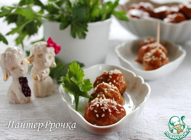 Glazed mini meatballs in an Asian style