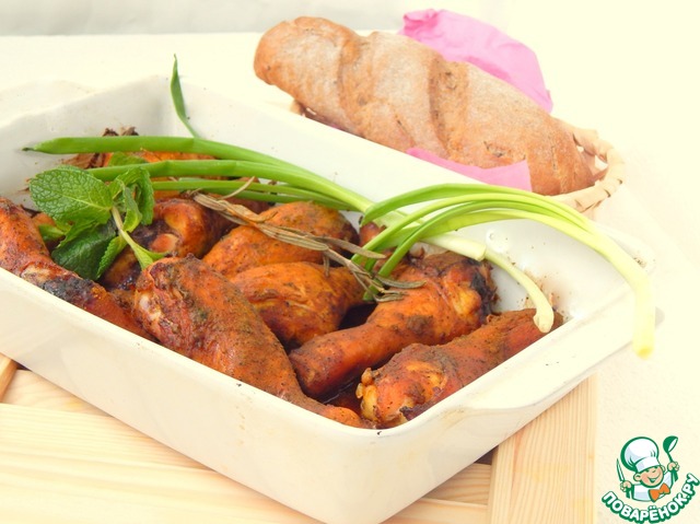Chicken drumsticks in Apple-soy marinade