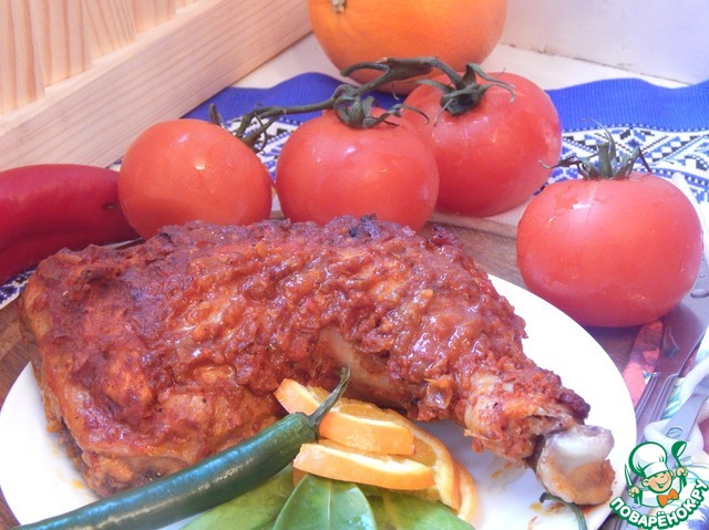 Chicken quarter in paprice-orange marinade