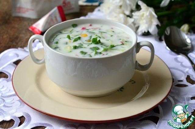 Okroshka on kefir with sorrel