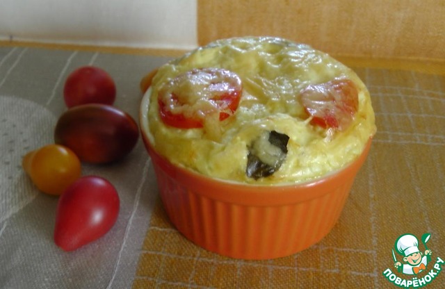 Cottage cheese casserole with tomatoes and Basil