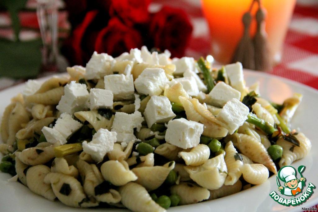 Asparagus and peas conchiglie - Ракушки с аспарагусом и горошком