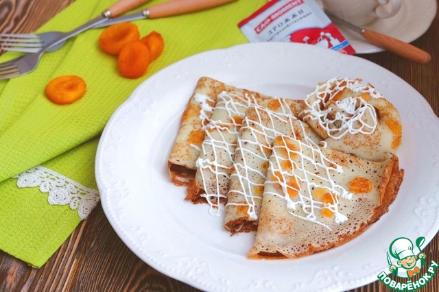 Pancakes with dried apricots 