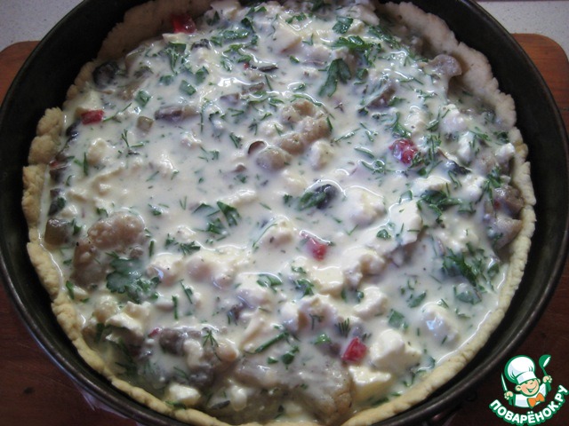 Пирог с цветной капустой и грибами