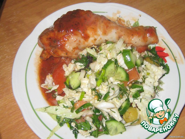 Chicken legs with honey-tomato sauce
