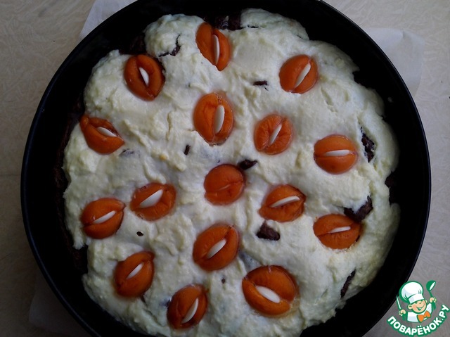 Pie chocolate cheesecake with apricots