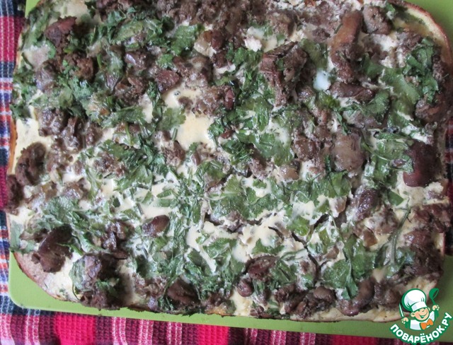 Pie custard bread with chicken liver