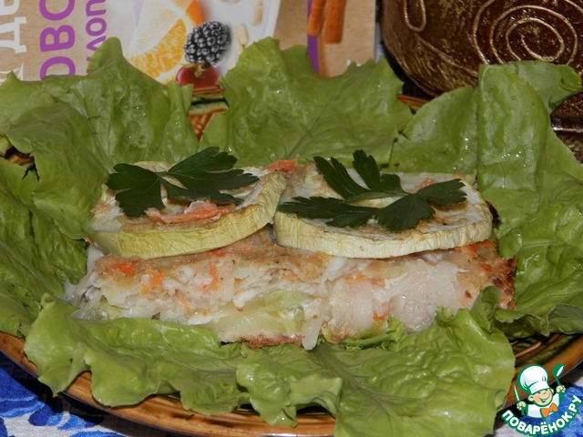 Kugel with young vegetables