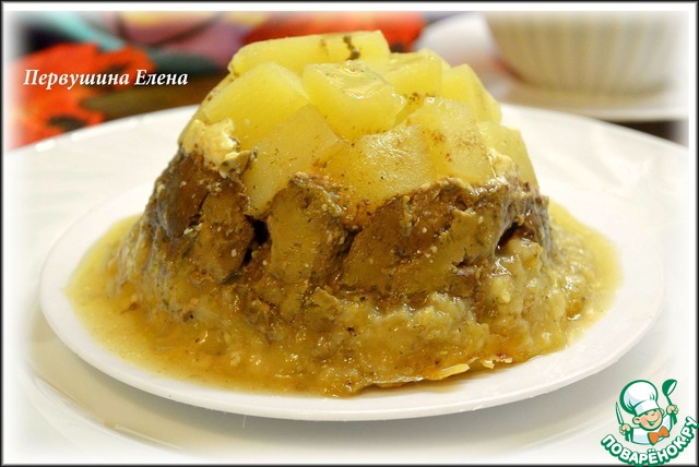 Mini-julienne oatmeal with potatoes and liver