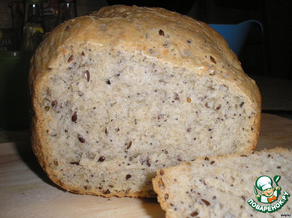 Rustic bread with poppy, sesame and flax