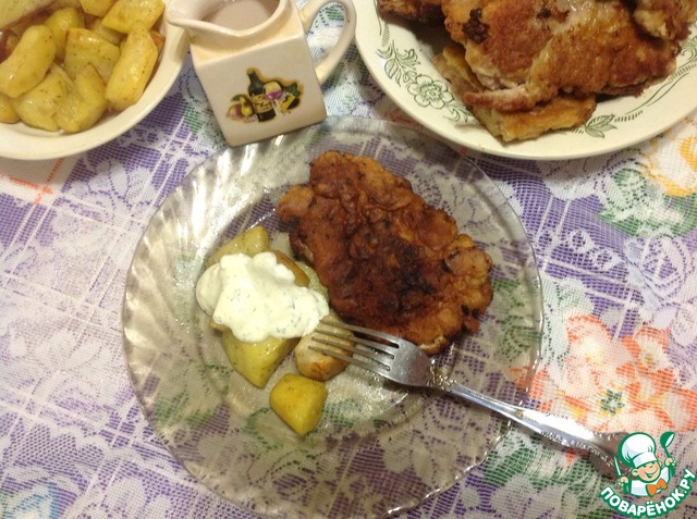 Chops in beer batter