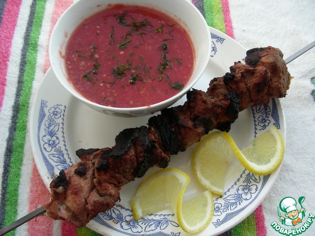 Kebab in tomato juice