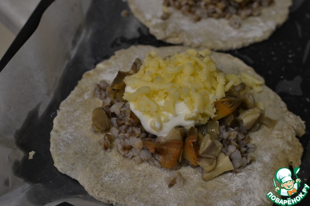 Rye biscuit with mushrooms
