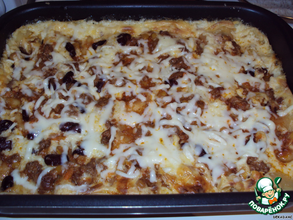 Lasagna with a blend of mexicana