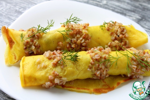 Pancakes with buckwheat yield of bread and stuffing