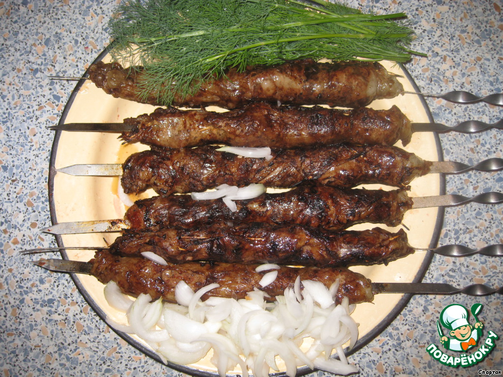 Skewers of liver