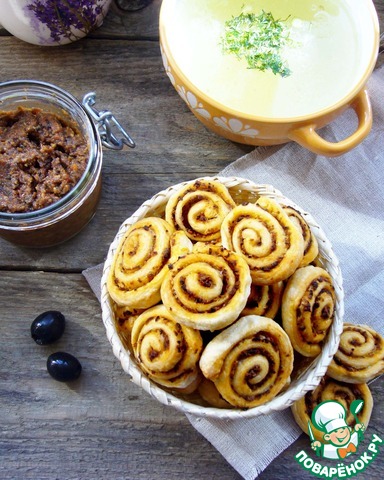 Puff snails with tapenade