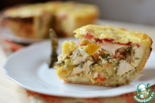 Киш с овощами и курицей