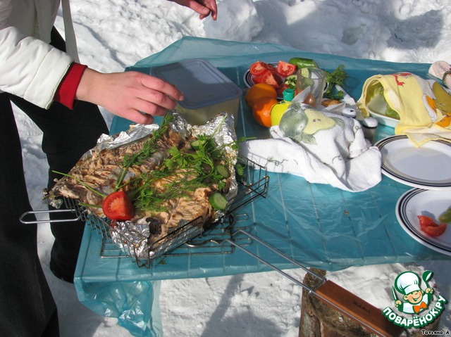 Trout baked in foil