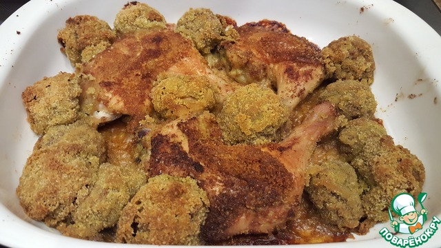 Spicy baked chicken and mushrooms