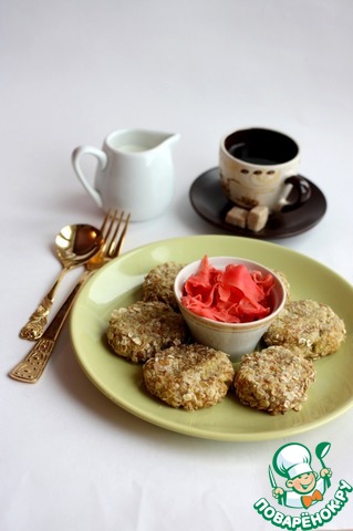 Cheese cakes with wasabi and cereal