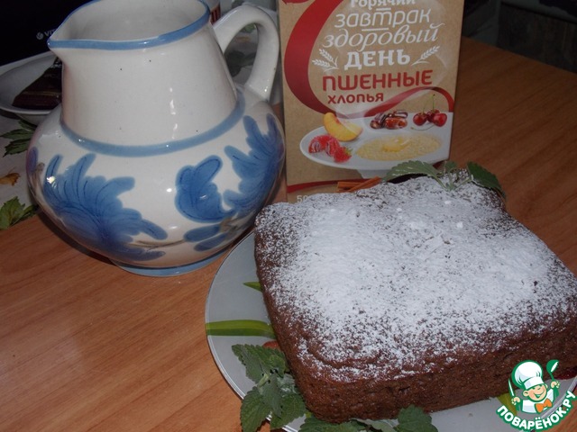 Шоколадный пирог с яблоками и пшёнными хлопьями