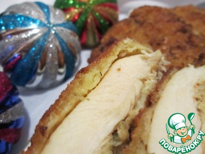 Chicken chops in an egg and cheese coat