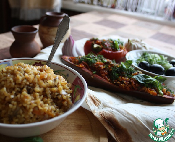 Eggplant stuffed with bulgur